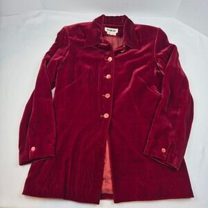 Vtg 90s SILX Velvet Jacket 10 Burgundy Silk Rayon Dark Academia Whimsigoth